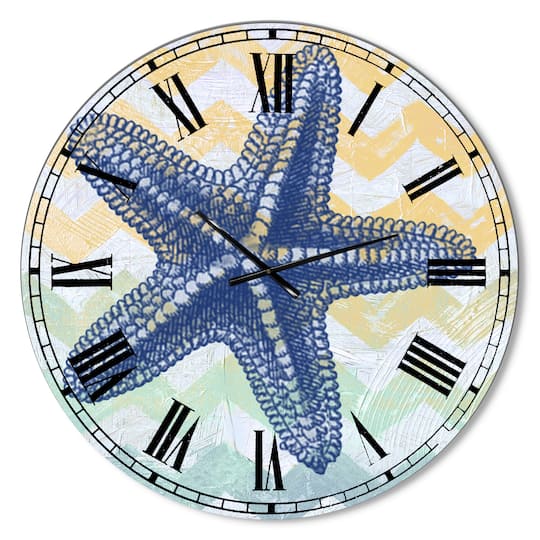 Designart Chevron-Star Fish-7914 Large Nautical & Coastal Wall Clock
